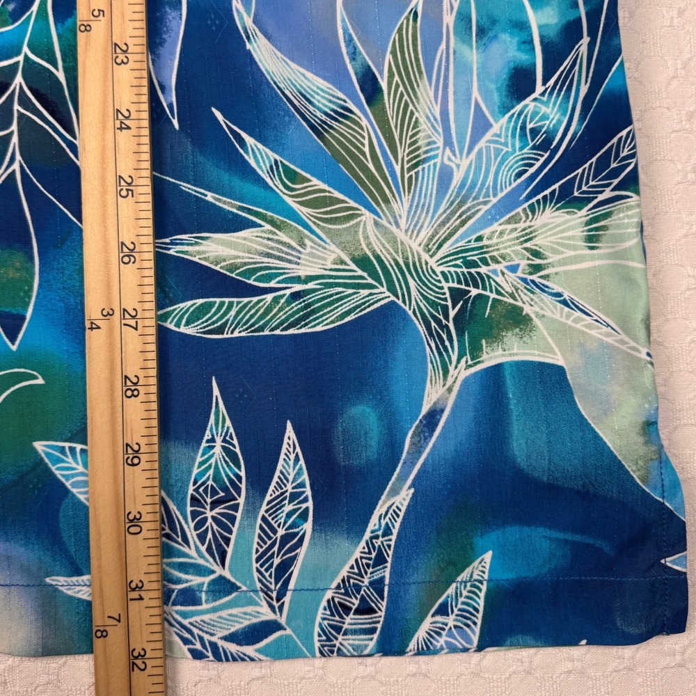 Tommy Bahama TB93 Silk Tropical Hawaiian Shirt Men Large Blue Green Floral Aloha - Picture 7 of 12